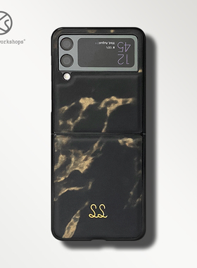 SS原创皮革S22ultra金沙黑适用三星zflip5手机壳galaxy保护套w24折叠zfold5限量版网红fold新款高级感男女w23