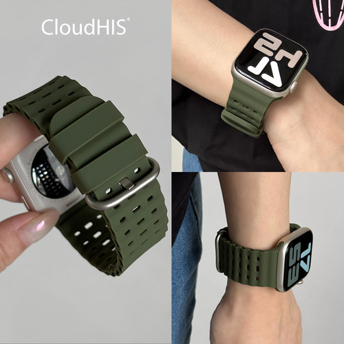 CLOUDHIS适用苹果手表硅胶表带