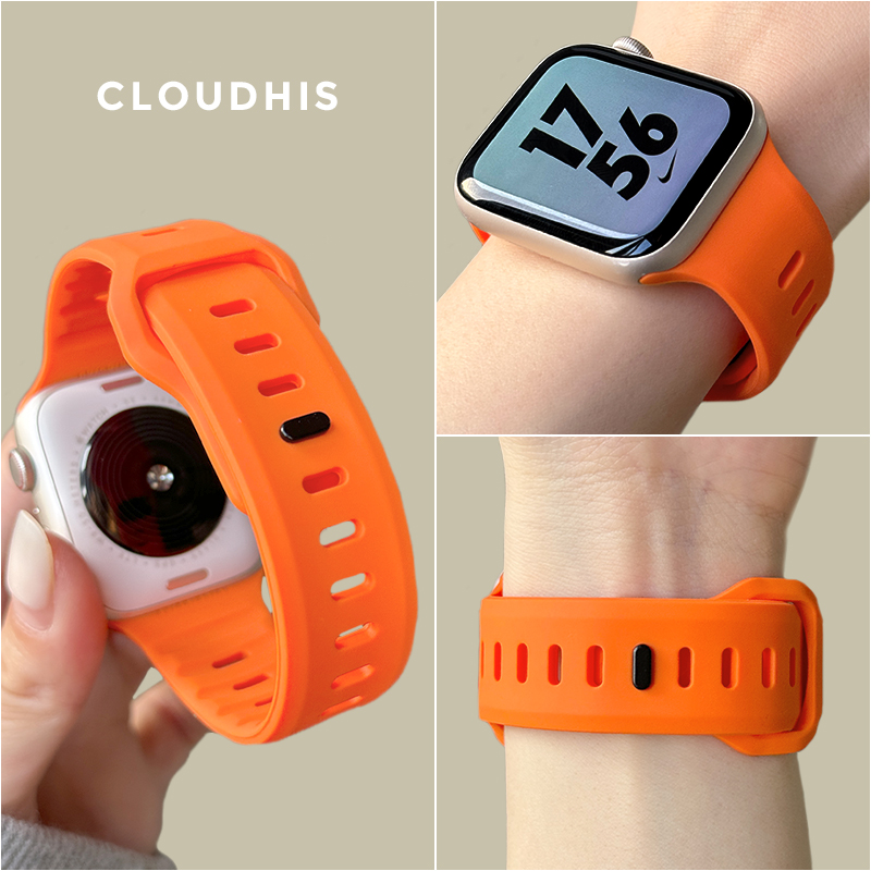 CLOUDHIS适用AppleWatch Ultra表带液态硅胶新款苹果S10手表运动通风透气iwatch创意9高级感男女款夏季SE