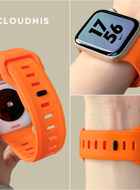 CLOUDHIS适用AppleWatch Ultra表带液态硅胶新款苹果S10手表运动通风透气iwatch创意9高级感男女款夏季SE