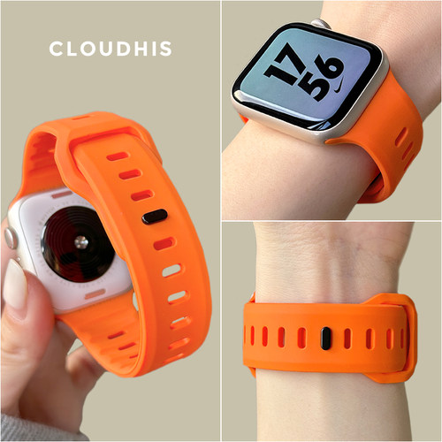 CLOUDHIS适用AppleWatch Ultra表带液态硅胶新款苹果S10手表运动通风透气iwatch创意9高级感男女款夏季SE