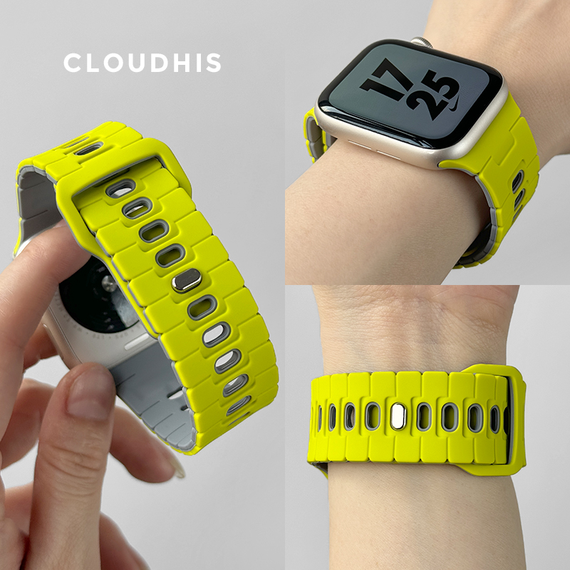 CLOUDHIS秋冬款运动诺曼双色硅胶适用iwatchs10男s11高级腕带苹果表带applewatch夏天高级感男女Ultra透气SE