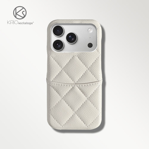 新款小香风菱格插卡皮革适用苹果