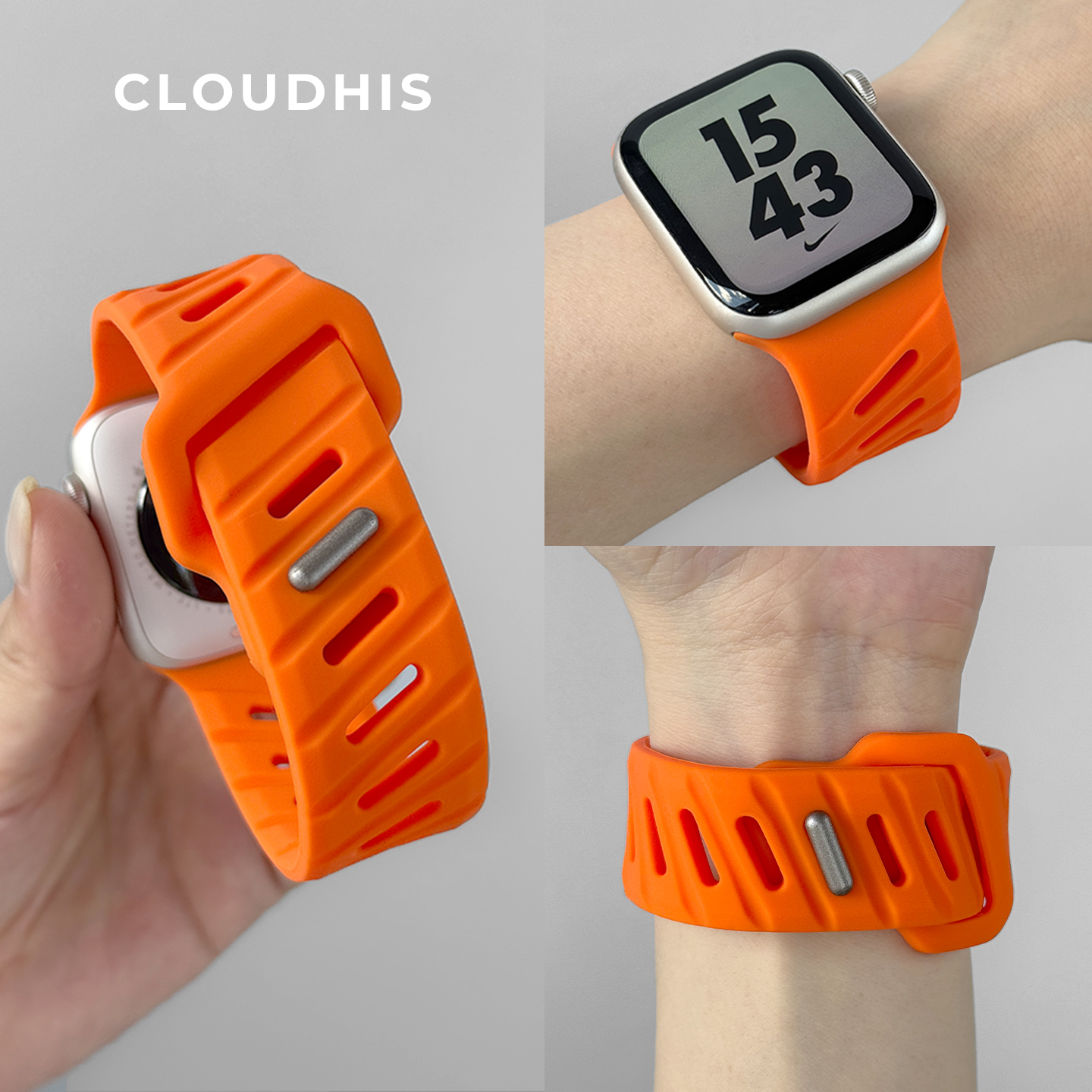 CLOUDHIS适用iwatch手表表带斜纹春夏季s10苹果高级感创意applewatch运动透气Ultra2硅胶小众新款9男女腕带se