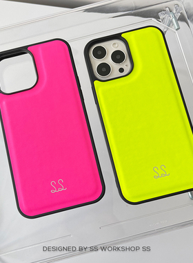 SS新款欧美荧光色高级感小羊皮纹皮革适用苹果17手机壳iphone保护套13软AIR全包max防摔15小众14小红书网红