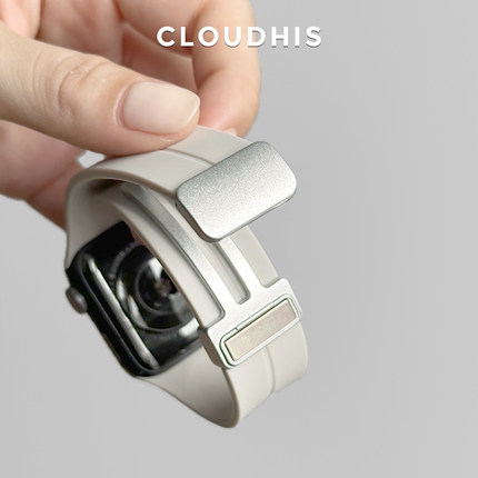 CLOUDHIS夏天新款硅胶磁吸iwatch表带适用苹果手表applewatch运动9透气8柔软ultra男款小众s9女款s8潮灰色