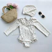 长袖 女童泳衣夏季 新款 防晒女孩可爱露背连体儿童中小童度假风游泳