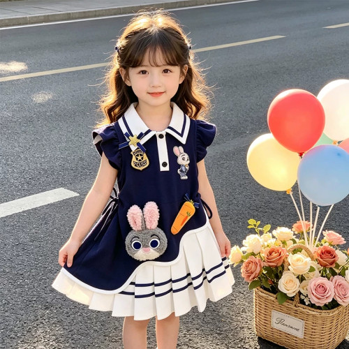 女童连衣裙夏季2026新款儿童朱迪兔子警官女孩独特漂亮学院风裙子