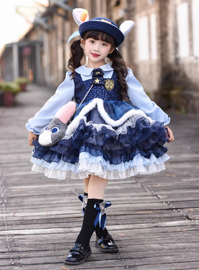 兔子警官儿童衣服洛丽塔公主裙女童春季2026新款朱迪cos连衣裙子