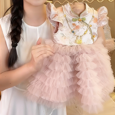 公主裙女童冬季加绒加厚新款中式儿童连衣裙女宝宝抓周岁生日礼服