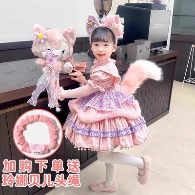 公主裙女童秋冬玲娜贝儿连衣裙儿童洛丽塔毛衣裙小女孩生日礼服裙
