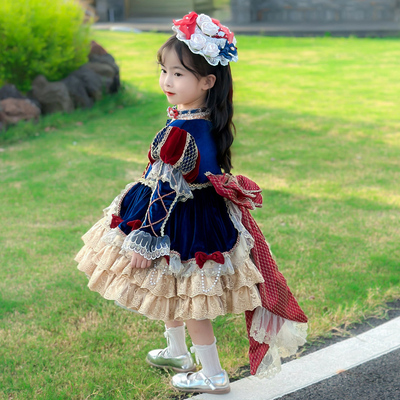 西班牙儿童公主裙女童洛丽塔高端连衣裙秋冬季小女孩生日礼服裙潮