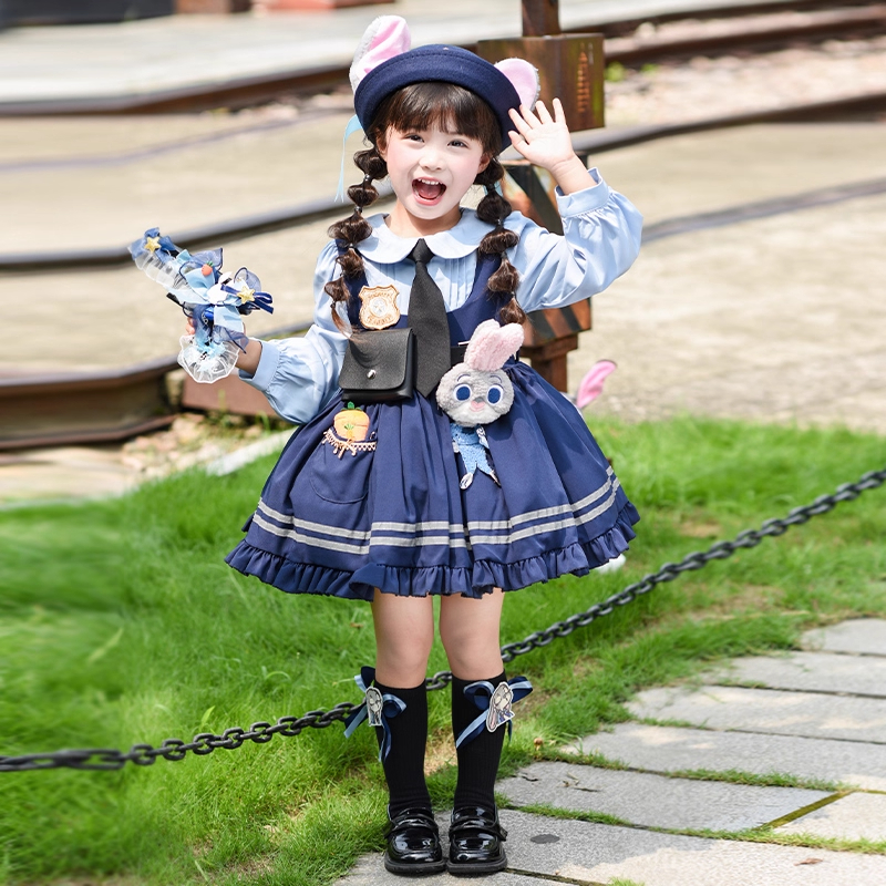 兔子警官儿童衣服秋装洛丽塔女童公主裙小女孩长袖连衣裙生日礼服