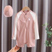 防晒速干海边泳装 女宝宝泳衣夏季 洋气公主儿童游泳衣连体女孩长袖