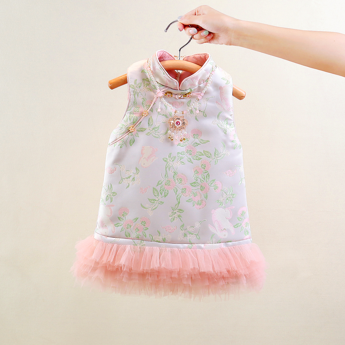 公主裙女童秋冬加绒儿童旗袍周岁宝宝抓周礼服小女孩过年衣服国风