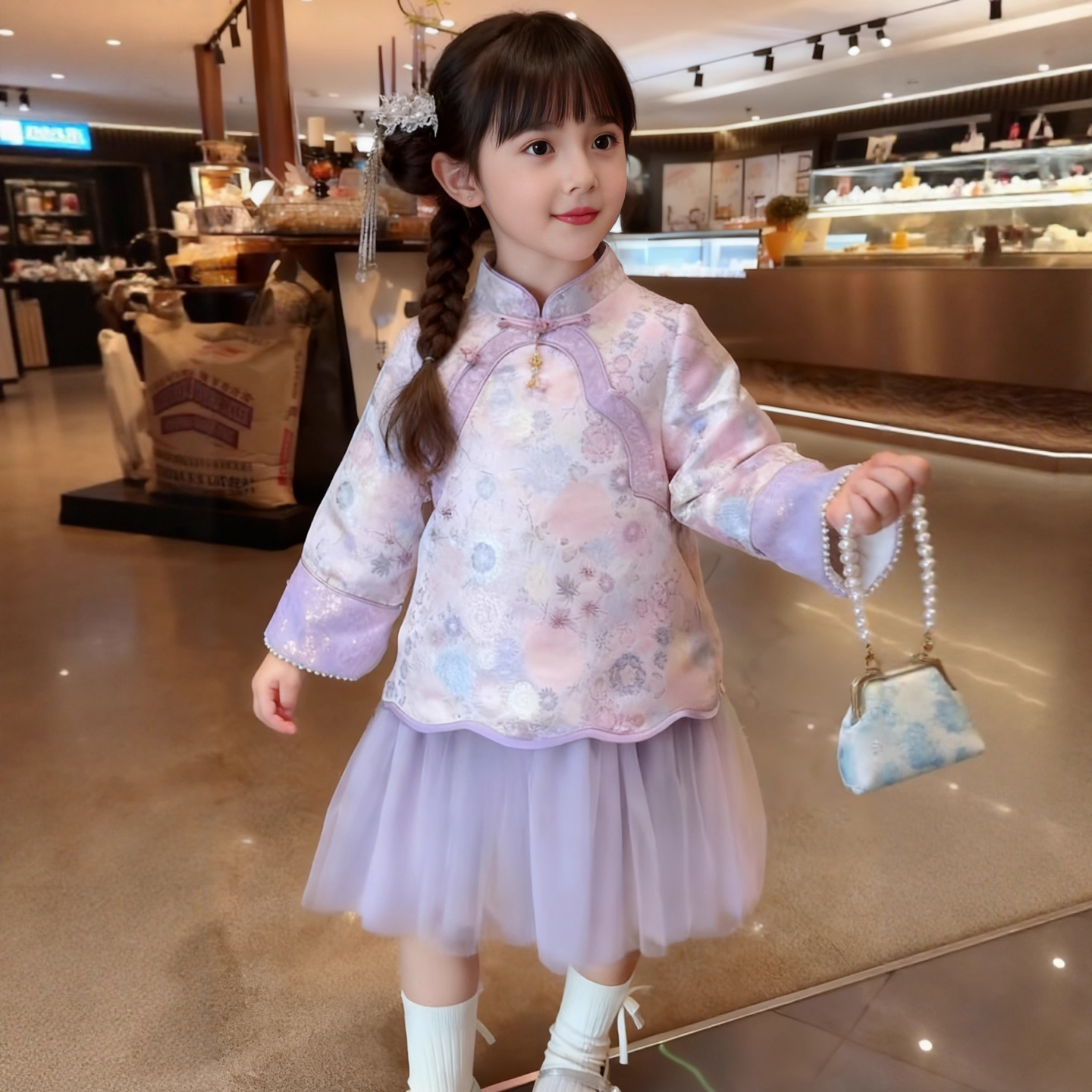 儿童旗袍裙加绒加厚2025新款冬季公主裙女童小女孩连衣裙唐装裙子