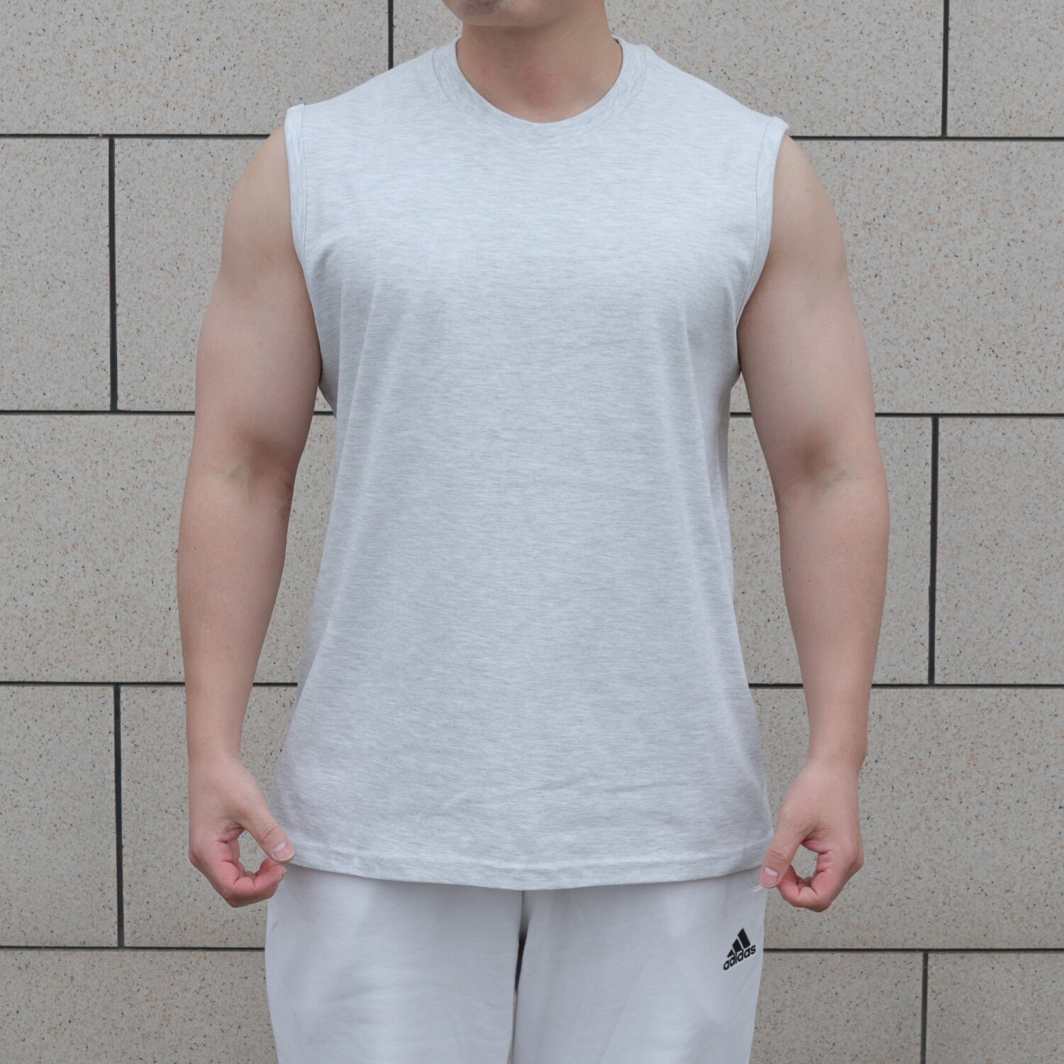 复古风宽松型纯棉坎肩背心T恤男士圆领无袖运动健身训练透气汗衫