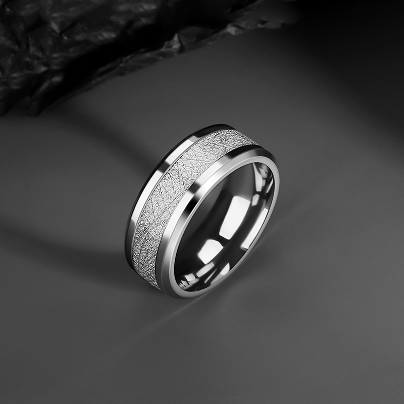纹理戒指男士新款潮牌百搭高级感轻奢小众设计感银色钛钢男生戒指