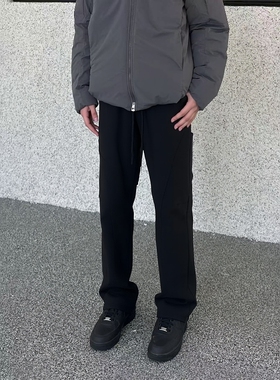 YORKZOOM秋冬季速干加绒透气拉链弯刀裤休闲裤长裤男户外运动直筒