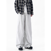 YORKZOOM秋冬新款 运动长裤 美式 加绒加厚弯刀褶皱伞兵灰色卫裤