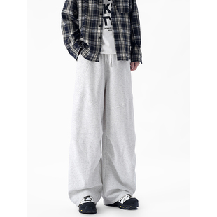 YORKZOOM秋冬新款美式加绒加厚弯刀褶皱伞兵灰色卫裤运动长裤