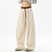 YORKZOOM千鸟纹慵懒风高腰抽绳阔腿裤 男女百搭松弛感宽松秋冬加绒