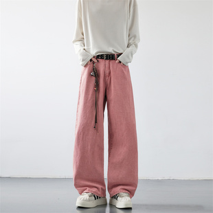 子oversize阔腿裤 YorkZoom秋冬美式 裤 男生直筒工装 复古粉色牛仔裤