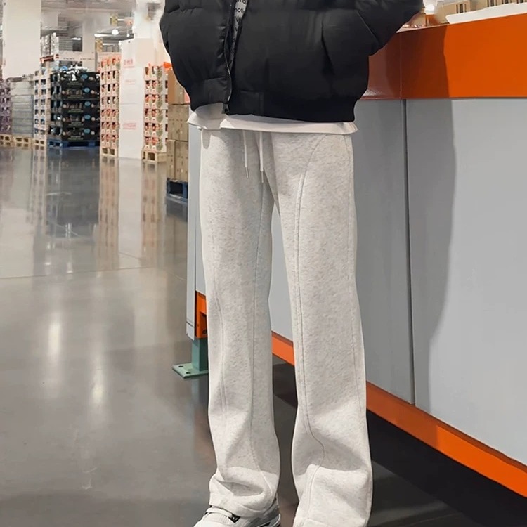 YORKZOOM简约休闲风灰色直筒卫裤