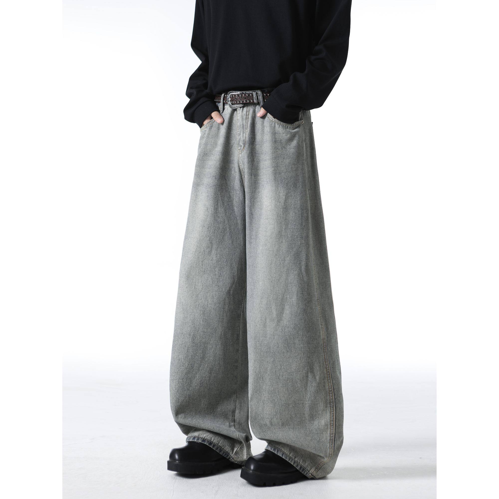 YORKZOOM春季新款长裤阔腿裤拉链男牛仔裤纯色休闲裤宽松高腰,男装,牛仔裤,淘宝优惠券,粉丝福利购,淘宝优惠卷