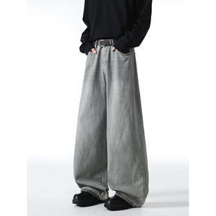 新款 纯色休闲裤 长裤 拉链男牛仔裤 宽松高腰 阔腿裤 YORKZOOM春季