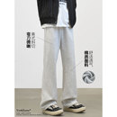 YorkZoom秋冬美式弯刀微喇灰色卫裤潮直筒休闲裤运动长裤男士高街