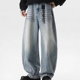休闲裤 子男士 美式 廓形弯刀牛冰蓝牛仔裤 高街潮流 York 长裤 Zoom裤