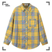 休闲宽松潮流长袖 York 百搭格纹翻领 黄格子衬衫 美式 Zoom秋季 新品