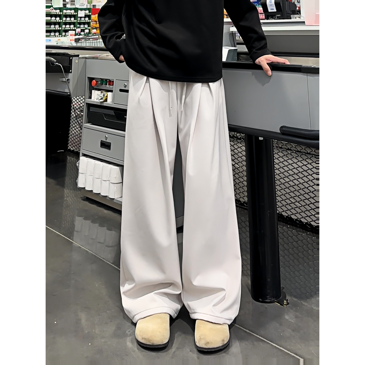 York Zoom 秋冬老钱风宽松休闲裤轻薄透气廓形垂感西裤长裤厚款