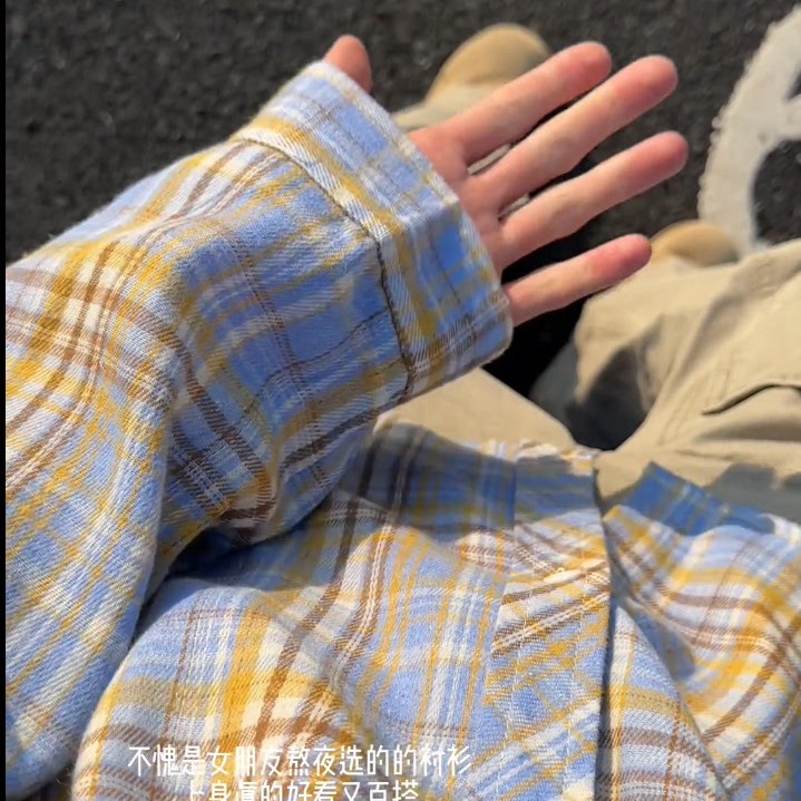 YORKZOOM男女情侣长袖格纹复古风