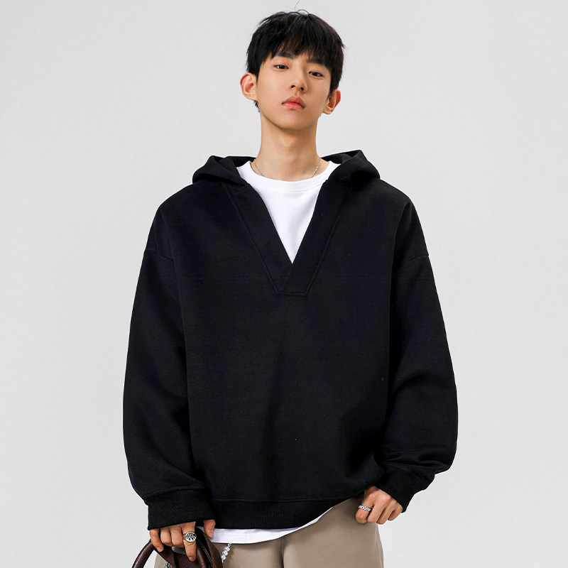 YORKZOOM春季美式风重磅连帽卫衣男宽松假两件设计感百搭休闲外套