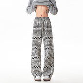 男灯芯绒小众休闲长裤 YORKZOOM美式 嘻哈风民族几何提花抽绳直筒裤