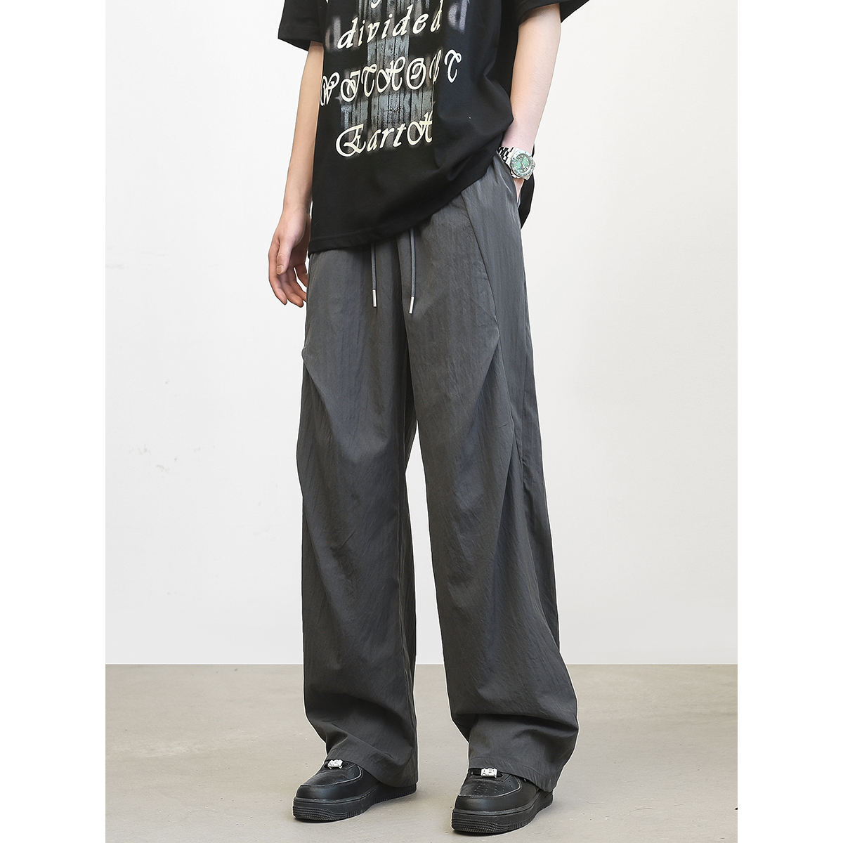 YorkZoom垂感褶皱冰凉工装裤