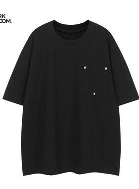 YorkZoom夏季280gT恤百搭基础款时尚情侣款宽松圆领铆钉口袋短袖