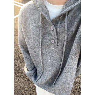 YorkZoom新品 复古 2025年秋冬套头连帽毛衣外套情侣宽松休闲针织衫