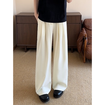 显瘦褶皱宽松阔腿垂感西裤
