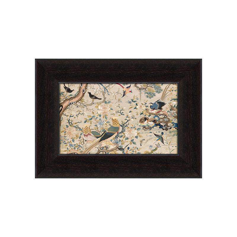 花鸟祥和中古风客厅装饰画法式复古餐厅组合挂画小众艺术壁画