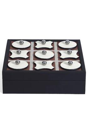 轻奢极简几何皮革棋盘XO九宫格北欧中古风造型设计款装饰艺术摆件