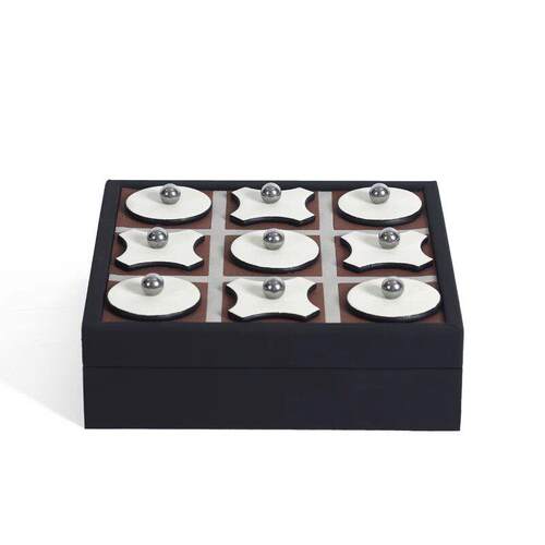 轻奢极简几何皮革棋盘XO九宫格北欧中古风造型设计款装饰艺术摆件