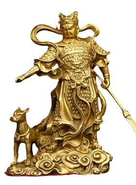 二郎神神像纯铜二郎神杨戬摆件哮天犬二郎真君居家客厅工艺品摆件