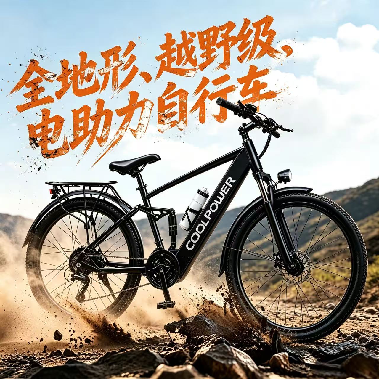 酷跑爱成人越野电助力电动山地自行车锂电池轻便男女款代步