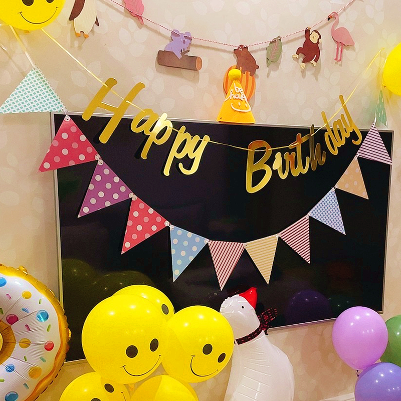 卡通儿童周岁派对场景布置拉旗