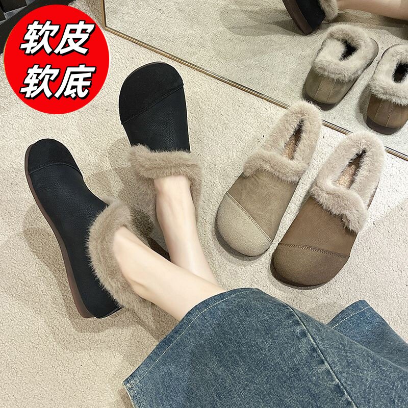新款冬季软底时尚韩版简约加绒加厚百搭棉鞋女鞋雪地靴防滑网红鞋