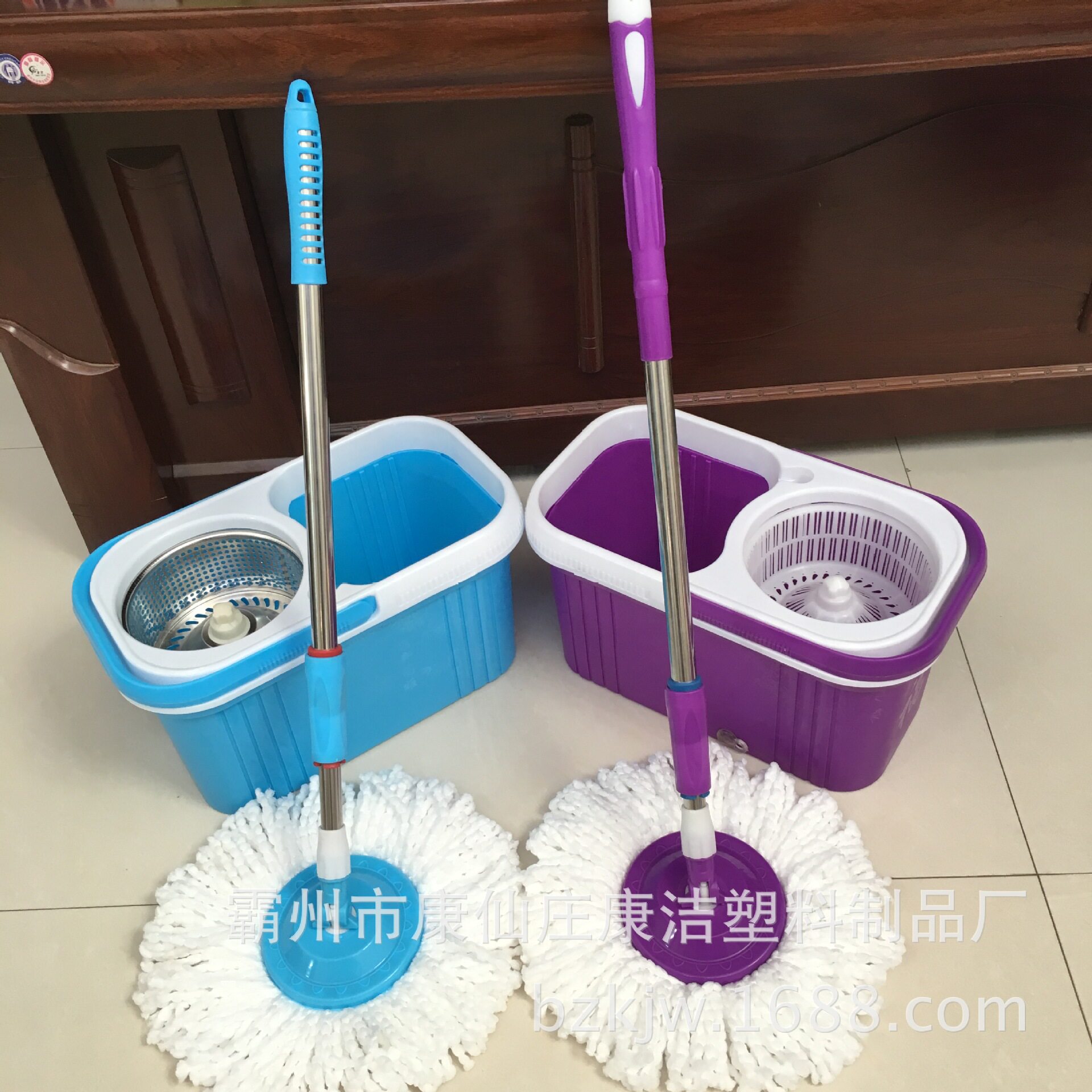 康洁手压旋转拖把桶新款甩干竹叶方桶塑料篮双驱动免手洗拖把桶