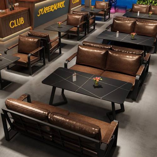 复古沙发卡座工业风桌椅组合KTV烧烤店餐厅沙发清吧小酒馆咖啡厅